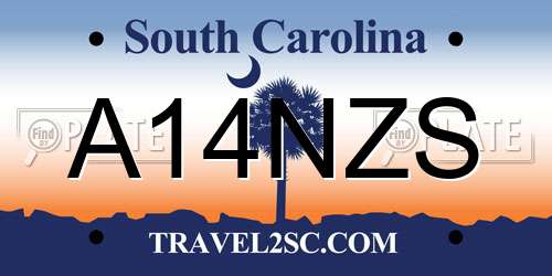 A14NZS South Carolina License Plate