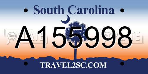 A155998 South Carolina License Plate