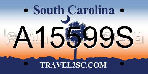 A15599S South Carolina License Plate