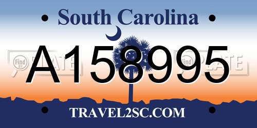 A158995 South Carolina License Plate
