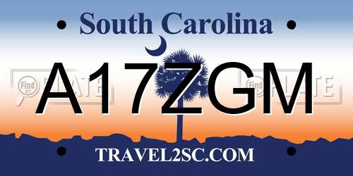 A17ZGM South Carolina License Plate