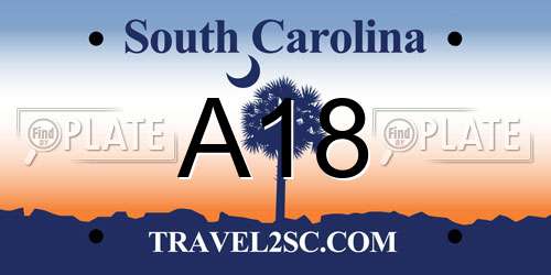 A18 South Carolina License Plate