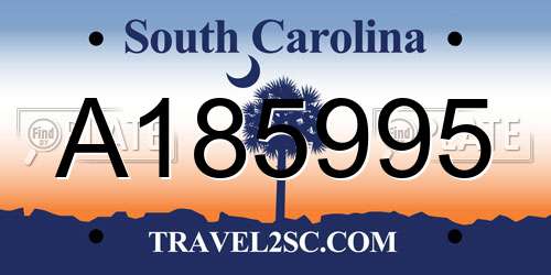 A185995 South Carolina License Plate