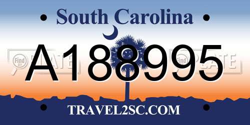 A188995 South Carolina License Plate