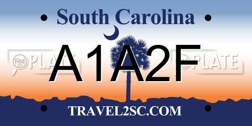 A1A2F South Carolina License Plate