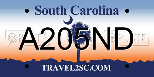 A205ND South Carolina License Plate