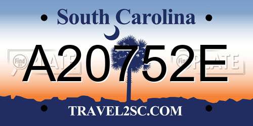 A20752E South Carolina License Plate