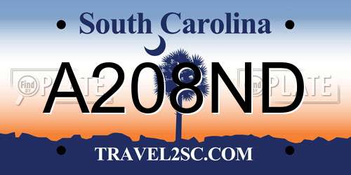 A208ND South Carolina License Plate