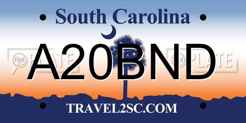 A20BND South Carolina License Plate
