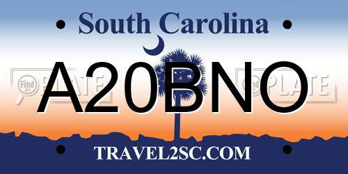 A20BNO South Carolina License Plate
