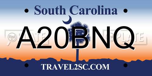 A20BNQ South Carolina License Plate