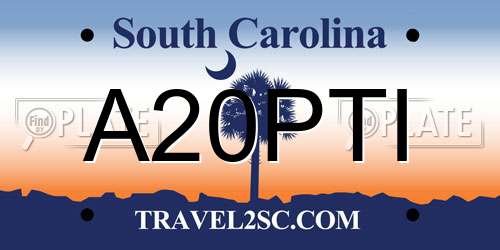 A20PTI South Carolina License Plate
