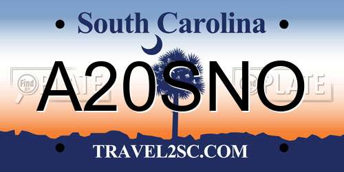 A20SNO South Carolina License Plate