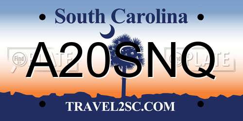A20SNQ South Carolina License Plate