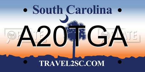 A20TGA South Carolina License Plate