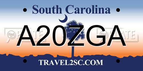 A20ZGA South Carolina License Plate