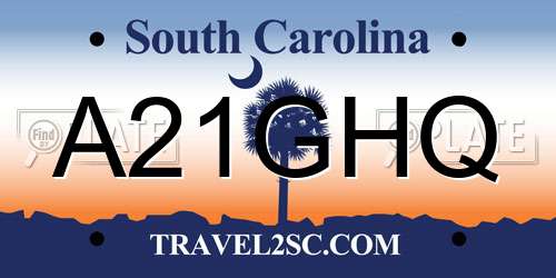 A21GHQ South Carolina License Plate
