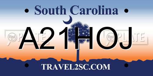 A21HOJ South Carolina License Plate