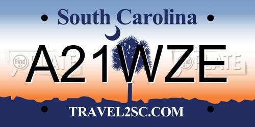 A21WZE South Carolina License Plate