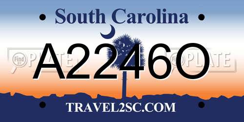 A2246O South Carolina License Plate