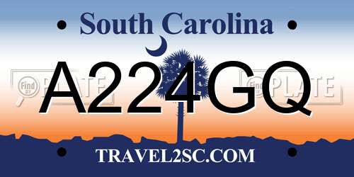 A224GQ South Carolina License Plate