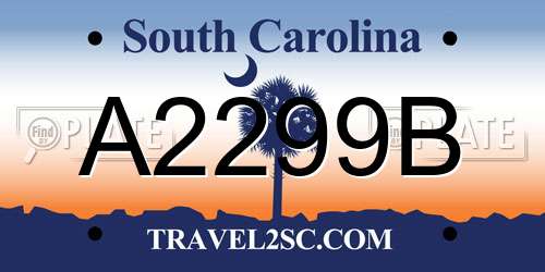 A2299B South Carolina License Plate