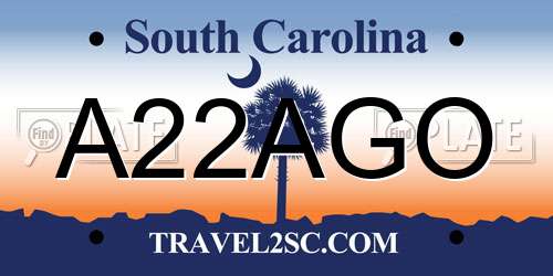 A22AGO South Carolina License Plate