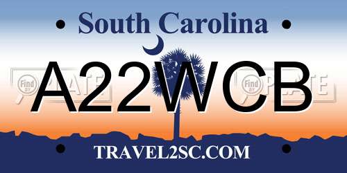 A22WCB South Carolina License Plate