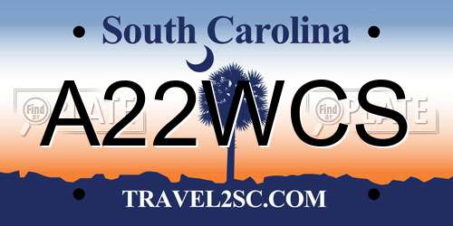 A22WCS South Carolina License Plate