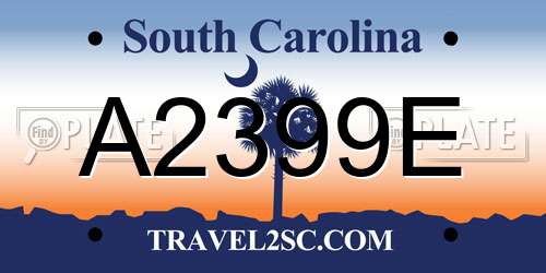 A2399E South Carolina License Plate