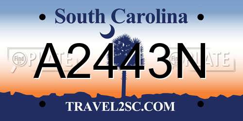 A2443N South Carolina License Plate