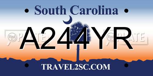 A244YR South Carolina License Plate