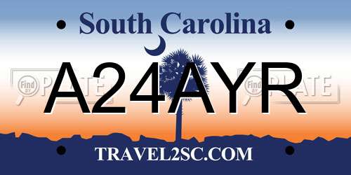A24AYR South Carolina License Plate