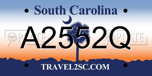A2552Q South Carolina License Plate