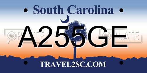 A255GE South Carolina License Plate