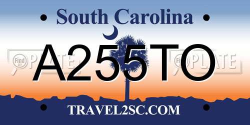 A255TO South Carolina License Plate