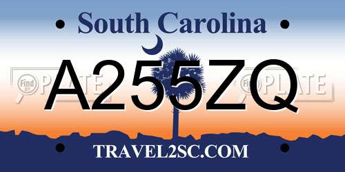 A255ZQ South Carolina License Plate