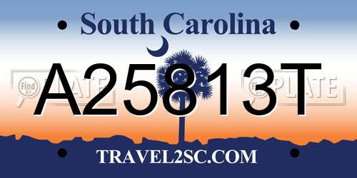 A25813T South Carolina License Plate