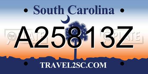 A25813Z South Carolina License Plate