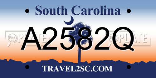 A2582Q South Carolina License Plate