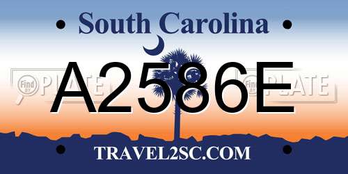A2586E South Carolina License Plate