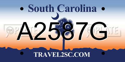 A2587G South Carolina License Plate