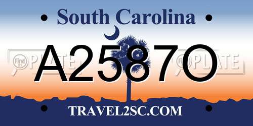 A2587O South Carolina License Plate