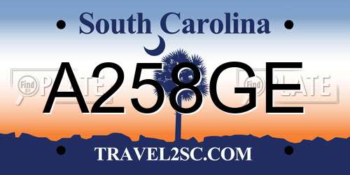 A258GE South Carolina License Plate