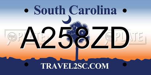 A258ZD South Carolina License Plate