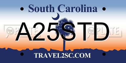 A25STD South Carolina License Plate