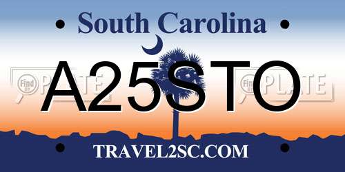 A25STO South Carolina License Plate