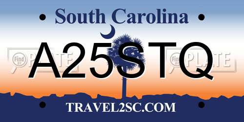 A25STQ South Carolina License Plate