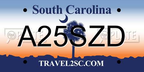 A25SZD South Carolina License Plate