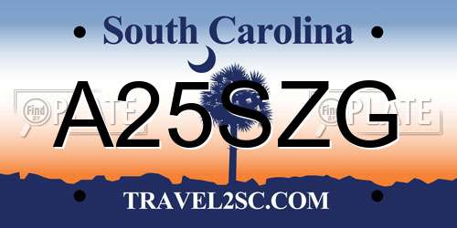 A25SZG South Carolina License Plate